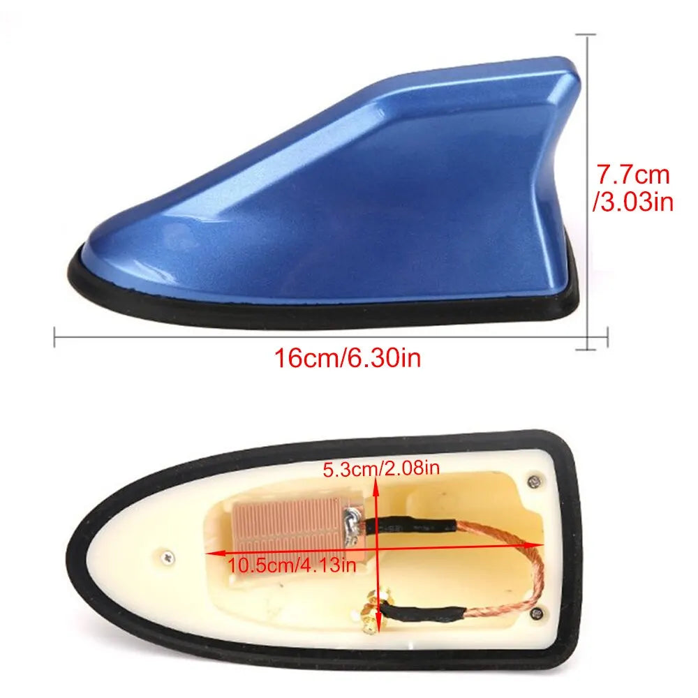 Waterproof Shark Fin Roof Decorative Car Radio Antenna - Universal Design with Adhesive Tape Base, FM/AM Radio Function