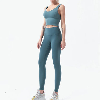 Naked-Feel Women’s Yoga Set – High Waist Leggings & Sports Bra Fitness Suit for Gym, Outdoor & Activewear