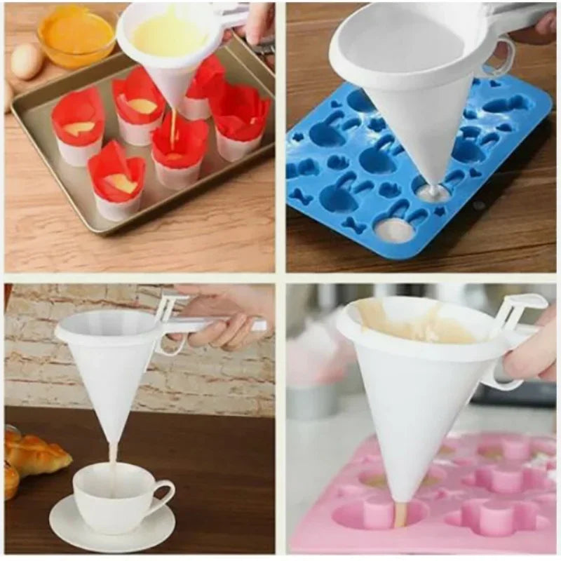 Handheld Batter Dispenser Cup – Precision Cake & Cupcake Baking Tool for Cream, Chocolate & Pastry Portion Control Funnel