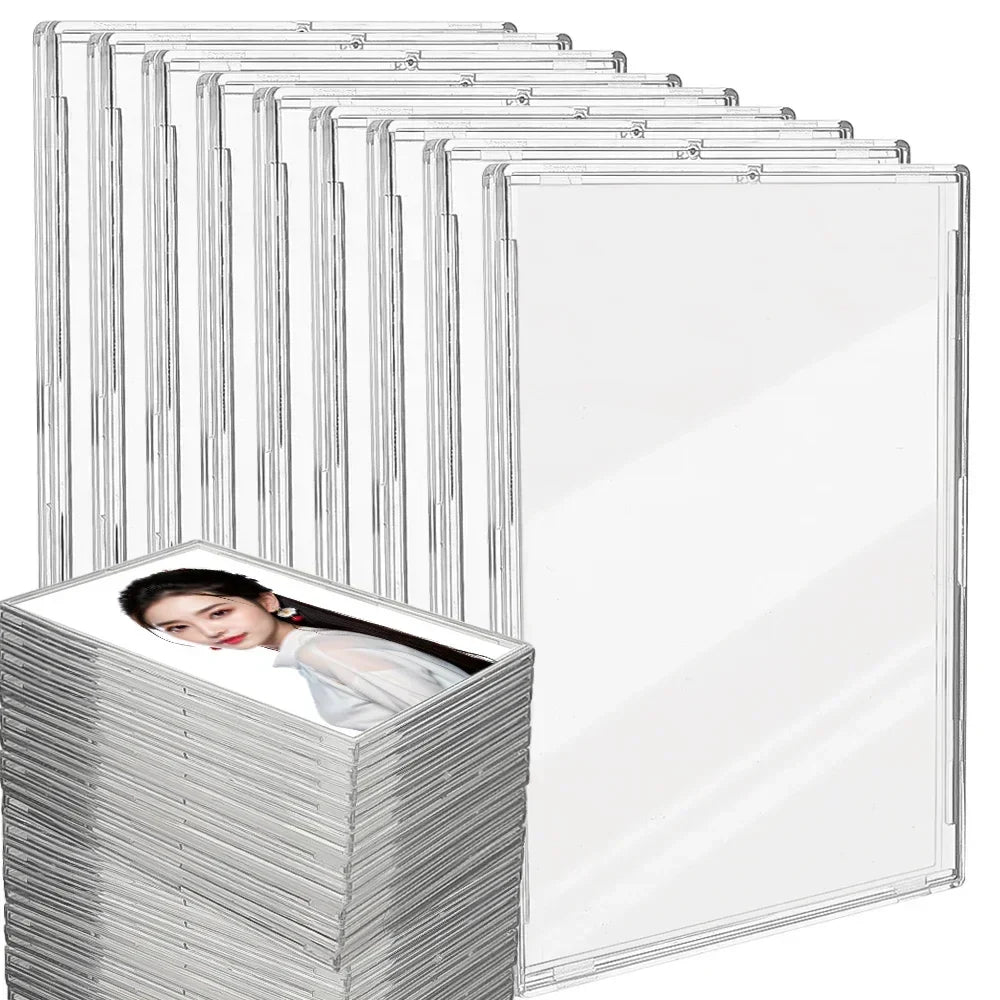 Clear Acrylic Snap Card Holder Case – Protective Trading Card Display Sleeve for Gaming, Sports & K-Pop Idol Photo Storage (Non-Magnetic)