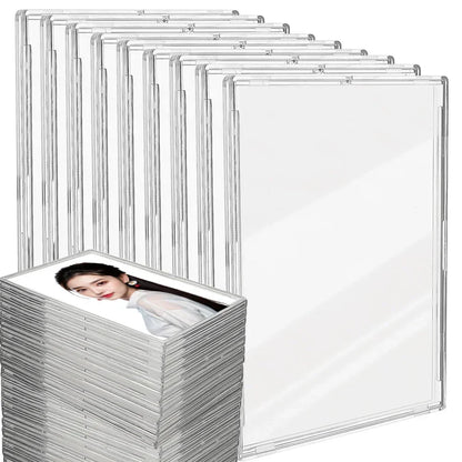 Clear Acrylic Snap Card Holder Case – Protective Trading Card Display Sleeve for Gaming, Sports & K-Pop Idol Photo Storage (Non-Magnetic)