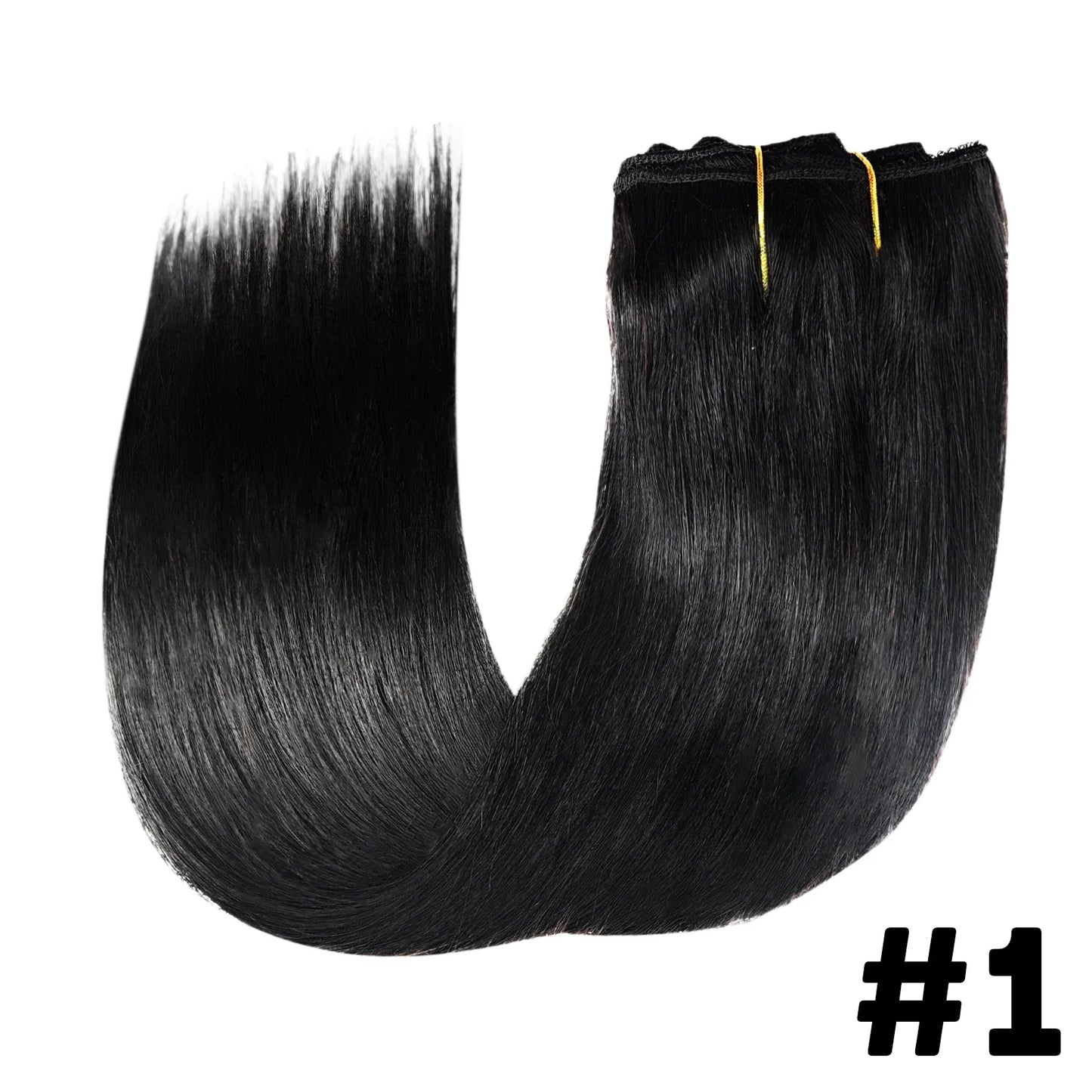Straight Clip-In Hair Extensions – 8 Piece Full Head Set, 120g Brazilian Remy 100% Human Hair, Natural Black