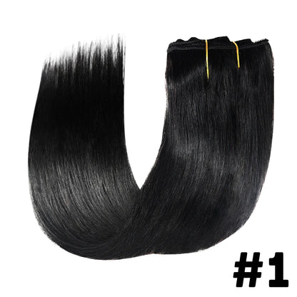 Straight Clip-In Hair Extensions – 8 Piece Full Head Set, 120g Brazilian Remy 100% Human Hair, Natural Black
