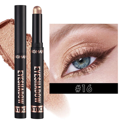 LANGMANNI 16-Color Pearl Waterproof Eyeshadow Stick – Long-Lasting Color & Face Highlight
