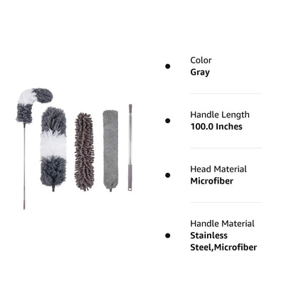 Telescopic Microfiber Duster – 250cm Extendable Washable Brush for Spider Web & Dust Cleaning