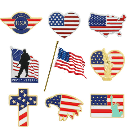 USA Flag Lapel Pin – Cute Coat of Arms & American Map Brooch, National Emblem Button Badge
