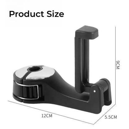 Versatile 2-in-1 Car Hook with Hidden Rear Headrest Design - Secure Lock Type Mobile Phone Holder Included