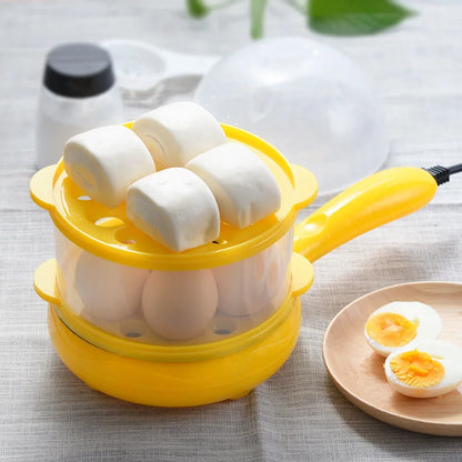 Electric Frying Pan and Omelette Maker - Mini Egg Cooker with Steamer, Automatic Power-Off - Breakfast Machine for Quick Meals