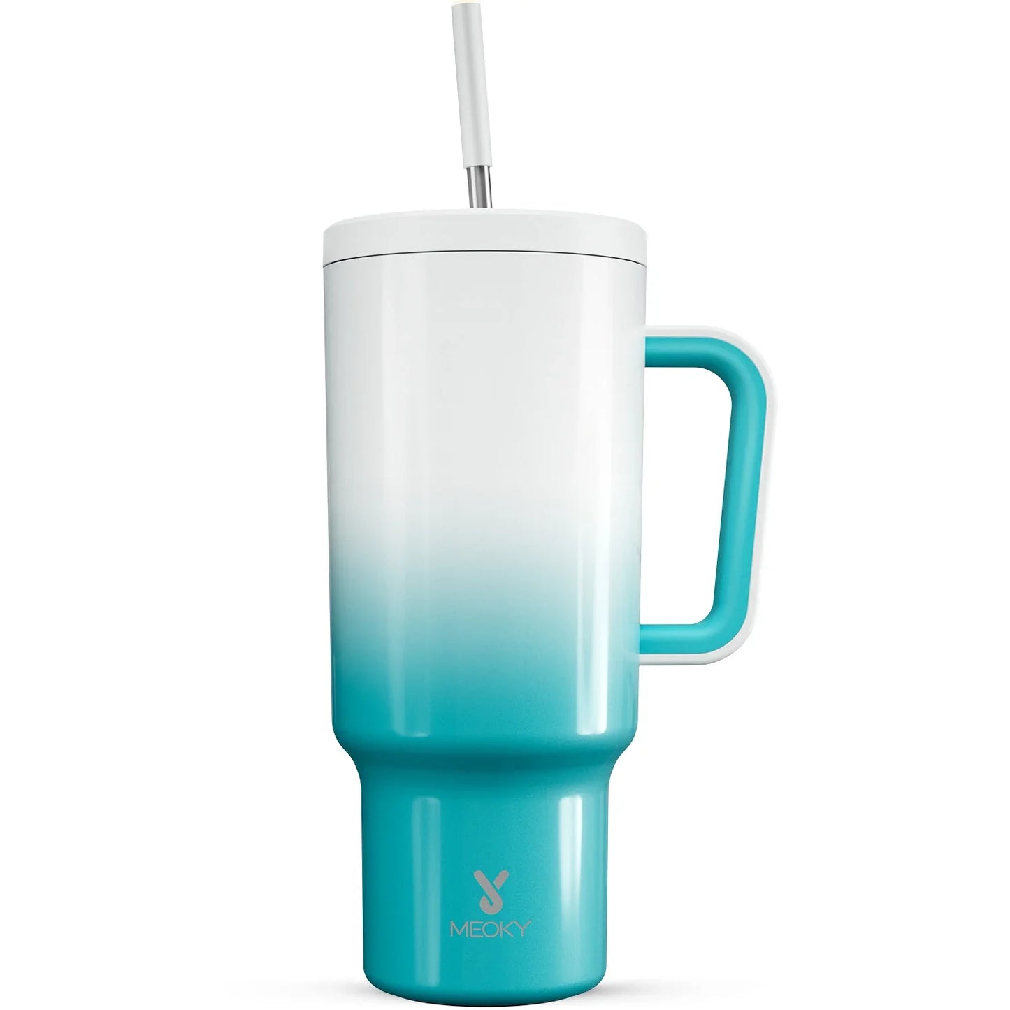 Meoky 40oz Mug Tumbler with Handle – Insulated Stainless Steel Tumbler with Lid & Straw, Coffee Thermos Cup, Heat Press Ready