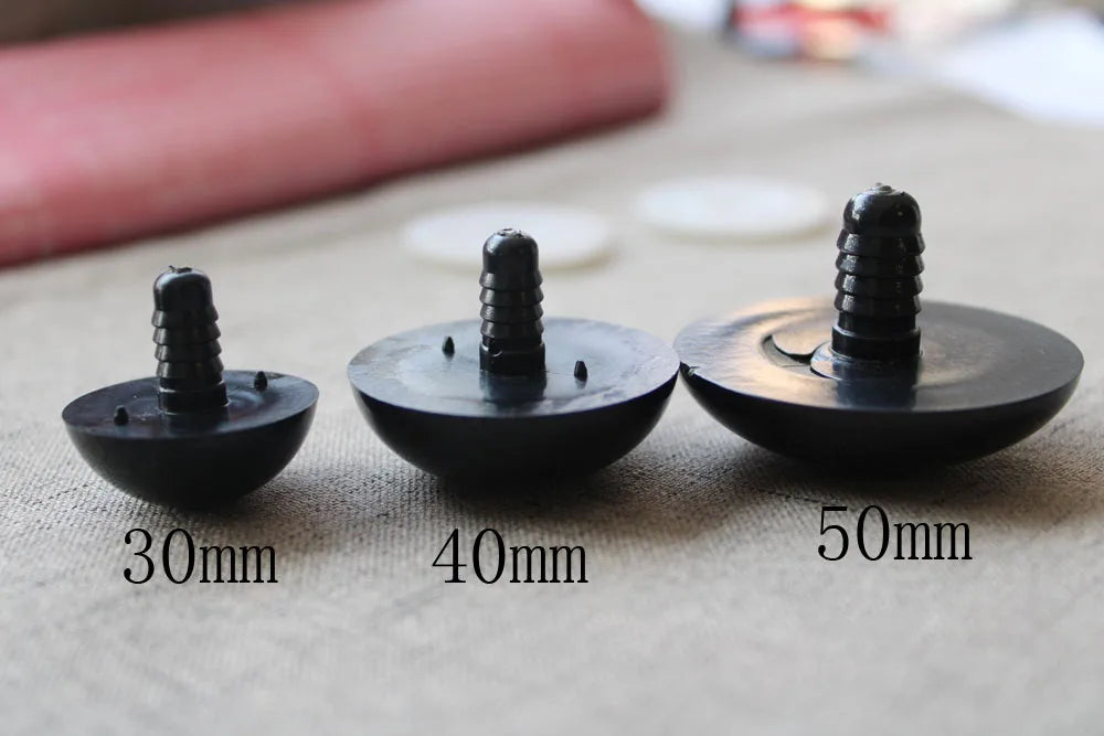 20pcs Black Round Safety Toy Eyes - 4mm to 50mm Craft Eyes with Back Washers