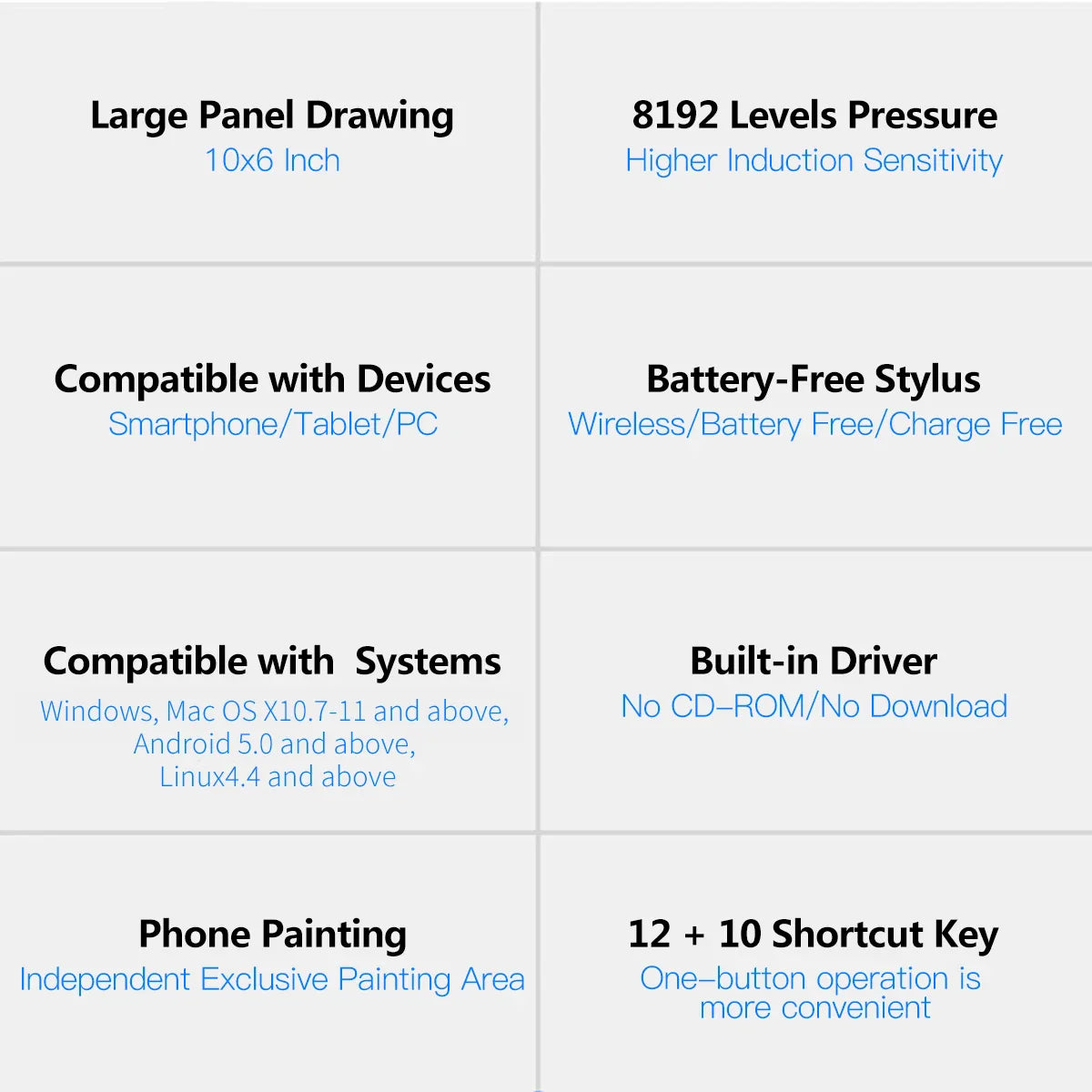 10x6 Inch Professional Graphics Drawing Tablet – 12 Express Keys for Windows & Mac, Digital Painting & Design Tool
