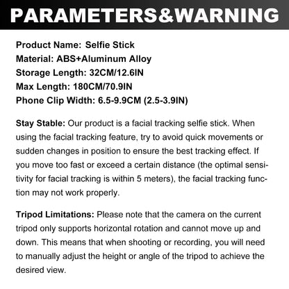 Extendable 70.8" Auto Face Tracking Tripod – 360° Rotating Phone Stand with Light & Motion Sensor for Vlog & Live Streaming