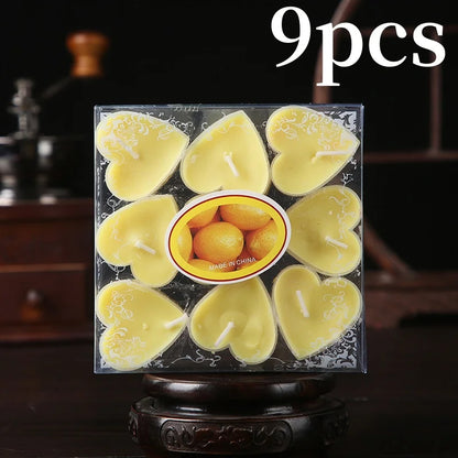 9pcs Heart-Shaped Scented Tea Candles – Valentine's Day Romantic Love Candles for Proposals, Weddings, & Anniversaries