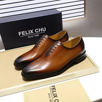 Designer Genuine Leather Men’s Wholecut Oxford Shoes – Luxury Black & Brown Dress Shoes for Business & Formal Wear