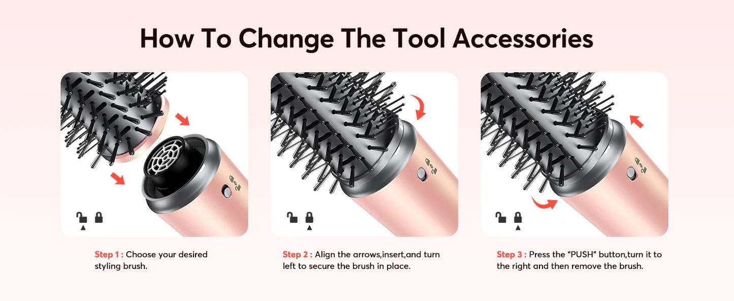 5-in-1 Hair Dryer & Styling Tool – Straightener, 32mm Curling Iron with 300 Million Negative Ions, Quick Drying Hair Care Gift