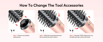5-in-1 Hair Dryer & Styling Tool – Straightener, 32mm Curling Iron with 300 Million Negative Ions, Quick Drying Hair Care Gift