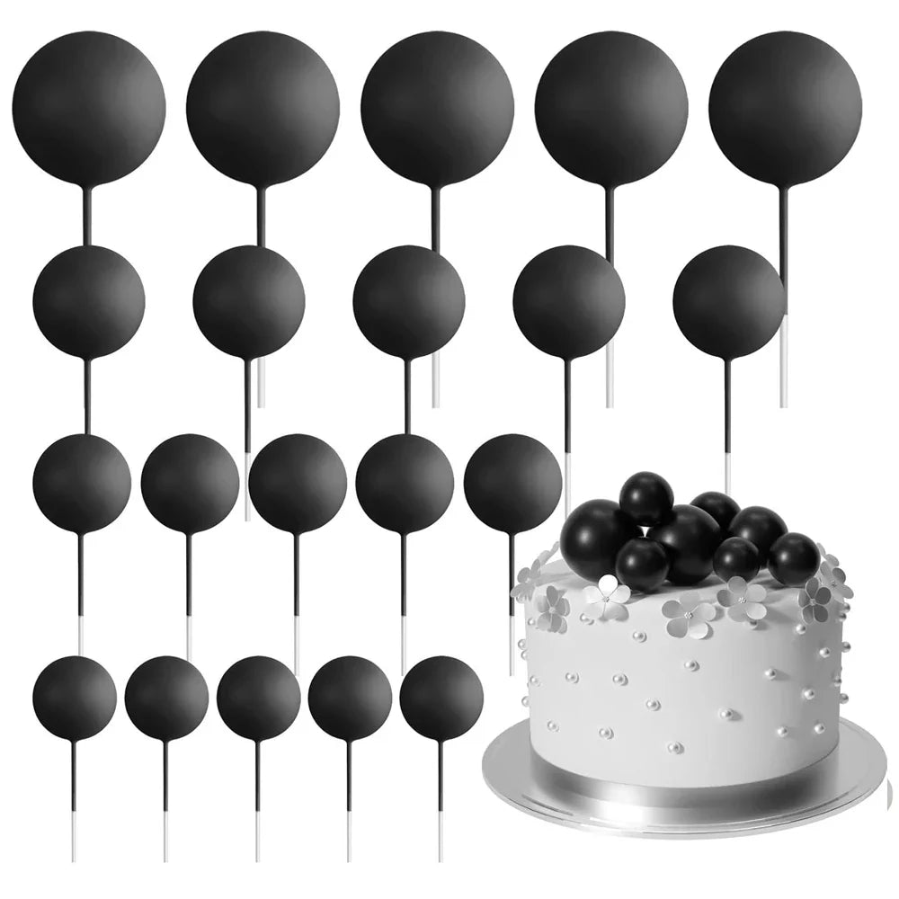 20Pcs Colorful Cake Topper Balls – Gold, Silver & Pastel DIY Cake Decorations for Birthday, Wedding & Party Supplies