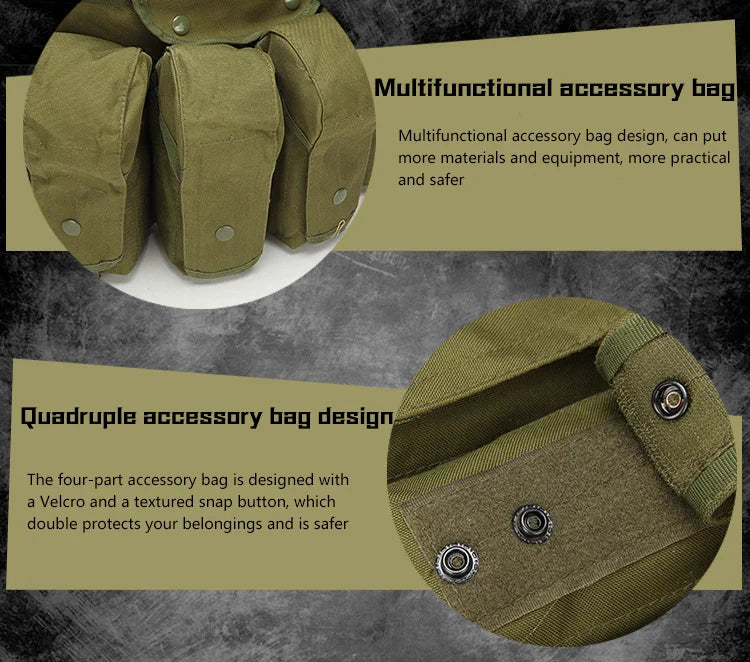 Tactical MOLLE Vest | Quick Release Hunting & CS Training Chest Vest with AK Belly Pockets