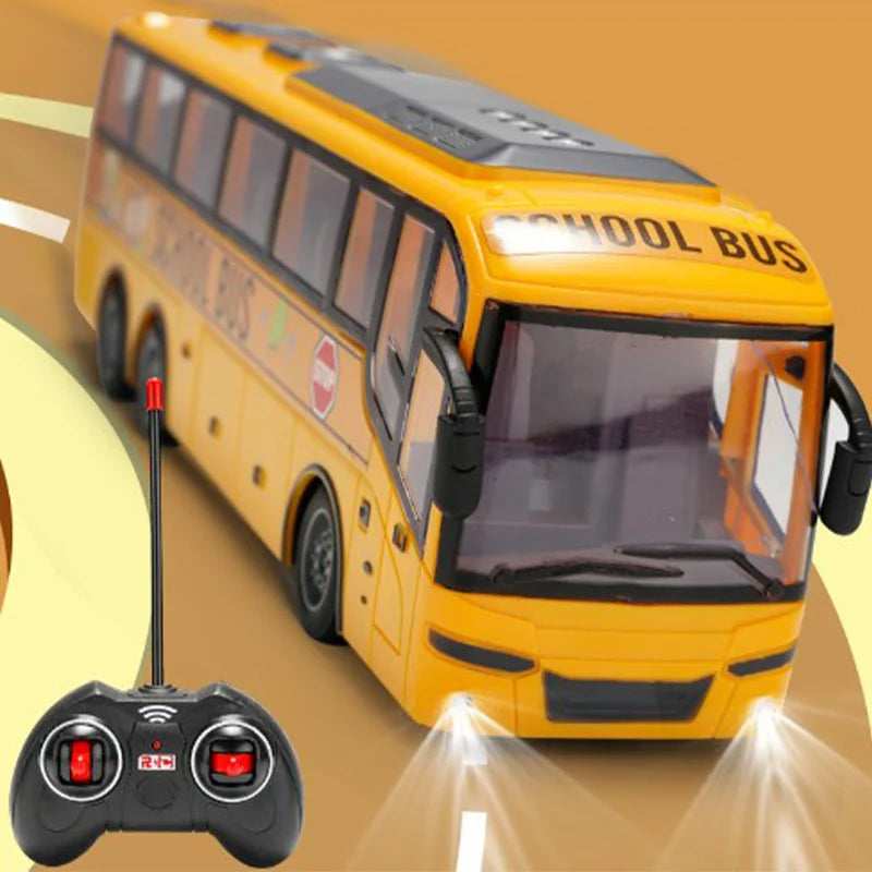 Large RC Electric School Tour Bus with LED Lights – Radio Controlled Toy Car for Boys, Perfect Christmas Gift