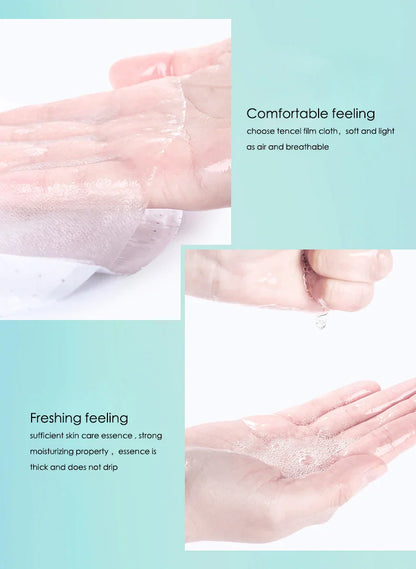 10pcs Hyaluronic Acid Hydrating Facial Mask – Moisturizing, Pore Shrinking Skin Care Face Masks