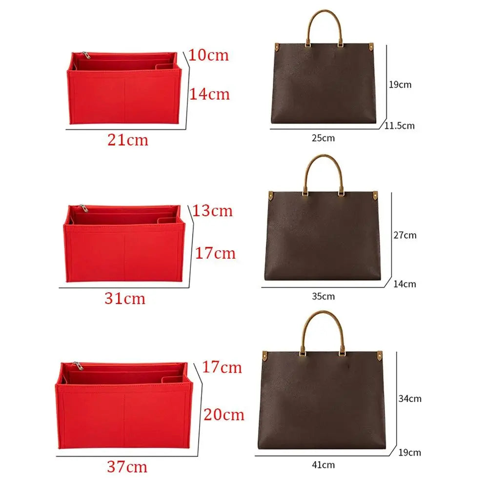 Felt Insert Liner Pouch — Handbag & Tote Bag Organizer for LV Onthego, Internal Purse Storage Accessory