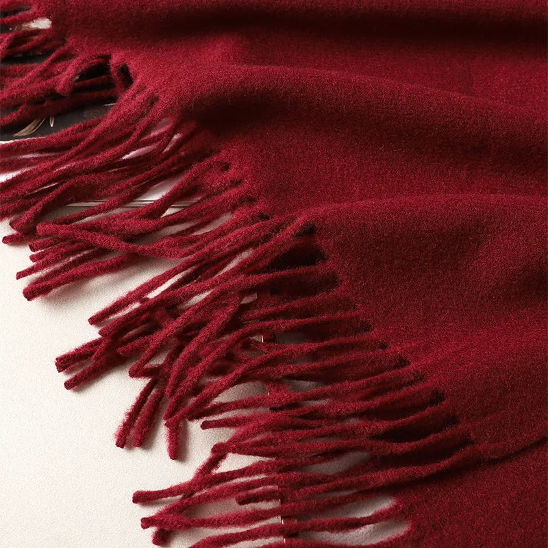 62-Color Solid Women’s Winter Scarf — Thick Warm Cashmere Pashmina Shawl with Tassels, Outdoor Luxury Wrap, Windproof Fashion Scarf
