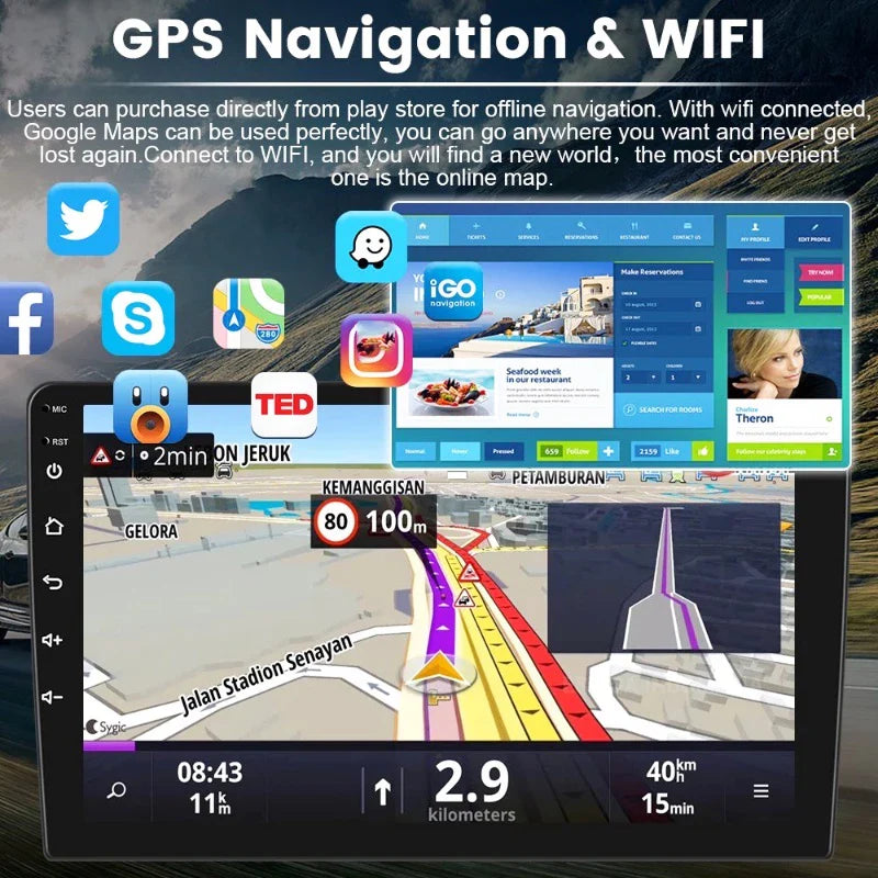 Android 13 Car Radio — 7/9/10" 2-DIN GPS Multimedia Player with 64GB, Wireless CarPlay & Android Auto