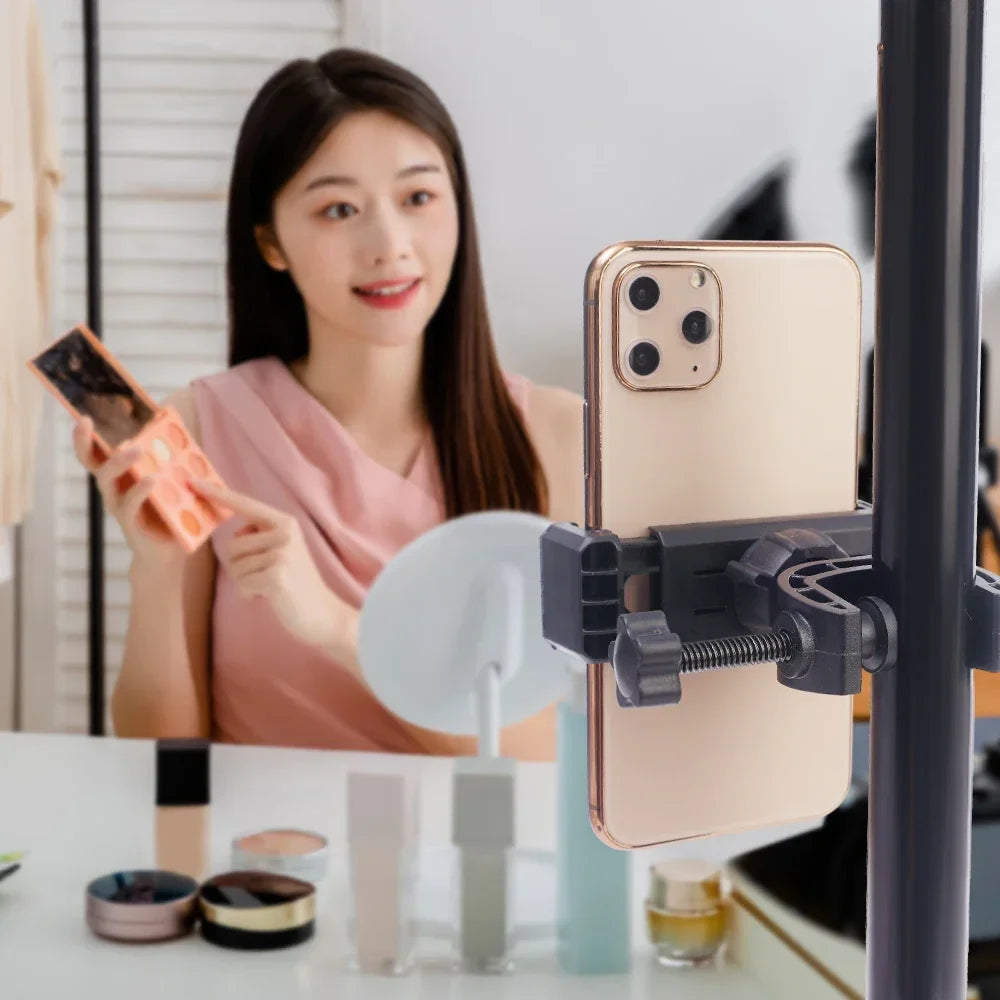 360° Rotating Tripod Phone Holder Mount Stand – Clip-On Microphone & Cellphone Support for All Smartphones Live Broadcast