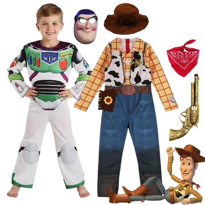 Toy Story Kids Costume - Jessie, Buzz & Woody Halloween Cosplay Jumpsuit for Girls & Boys, Carnival Outfit