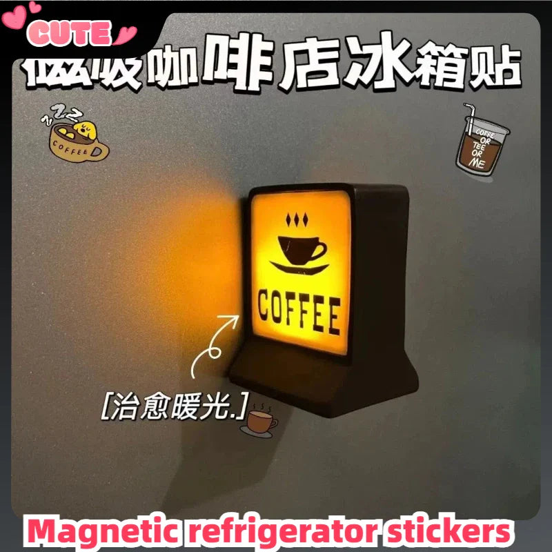 Magnetic Fridge Stickers – Coffee Shop 711 Luminous Light Box, Creative Convenience Store Decor & Home Ornament