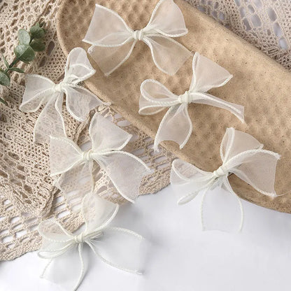 6Pcs White Lace Bow Hair Clips for Baby Girls – Lovely Bowknot Hairpins, Barrettes, Kids Hairgrips, Korean Headwear Accessories