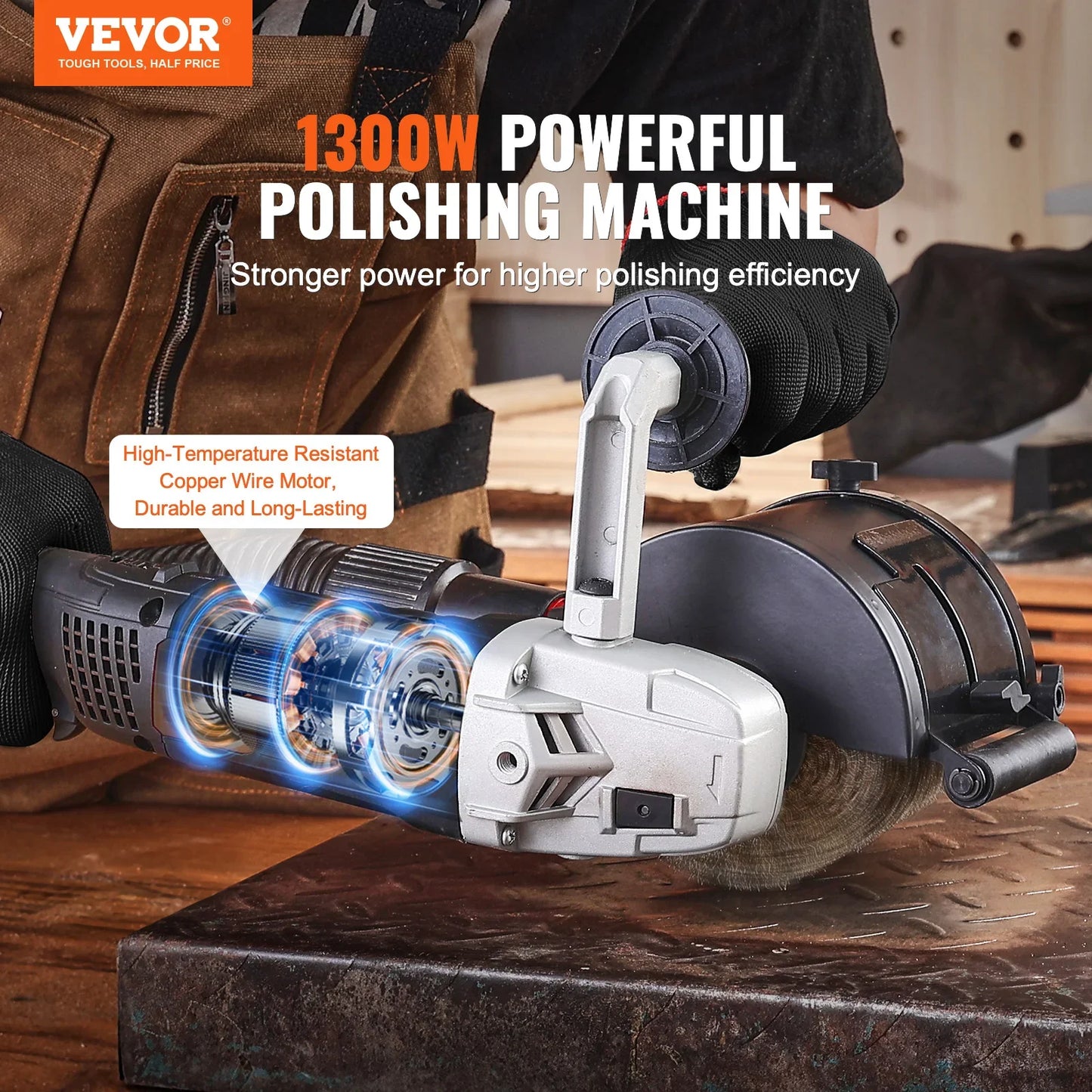 VEVOR Burnishing Polishing Machine – 6-Speed Electric Surface Conditioning Tool for Wood & Metal