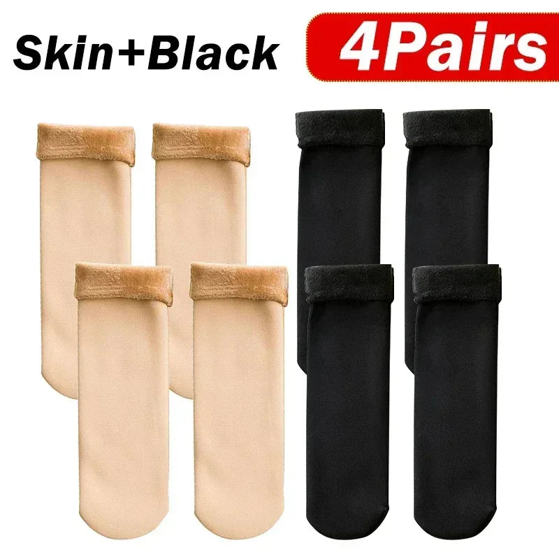 5 Pairs Women’s Winter Thick Thermal Socks — Warm Cashmere Wool Nylon Short Socks for Snow, Boots & Home