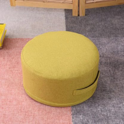 Round Tatami Floor Cushion – Thick Pouf Ottoman with Detachable Washable Cover & Side Handle