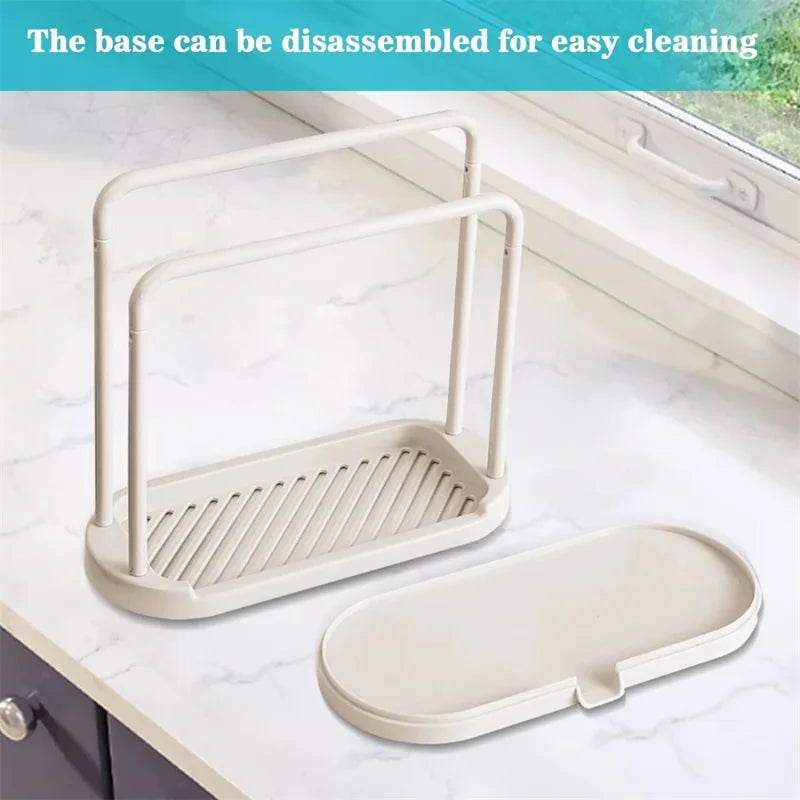 Detachable Kitchen & Bathroom Dishcloth Holder – Sink Sponge Rack & Scrubber Brush Organizer Shelf
