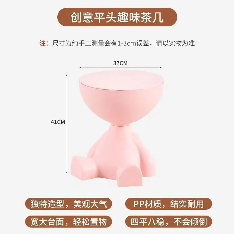 Light Luxury Cartoon Sofa Side Table – Creative Plastic Coffee Table, Small Household Flat-Head Coffee & Living Room Furniture Side Table
