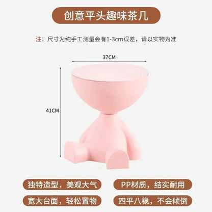 Light Luxury Cartoon Sofa Side Table – Creative Plastic Coffee Table, Small Household Flat-Head Coffee & Living Room Furniture Side Table