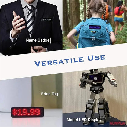Rechargeable Bluetooth LED Badge – DIY Programmable Scrolling Message Board Mini Name Tag Display