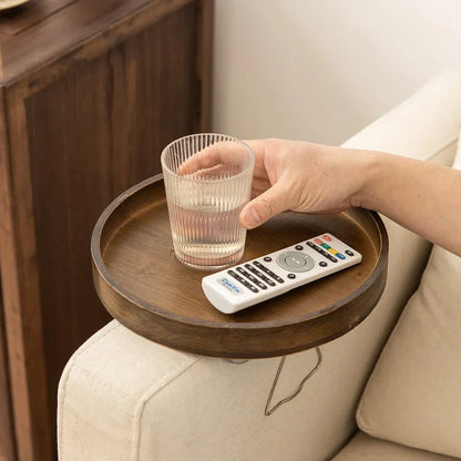Wooden Sofa Armrest Clip-On Table – Foldable Storage Tray for Couch, TV, Snacks, Tea & Coffee