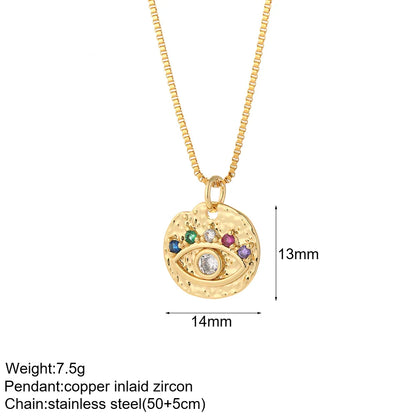 Heart Evil Blue Eye Sun Necklace – Cute Dog, Bee & Elephant Gold Pendant with Long Stainless Steel Chain for Women