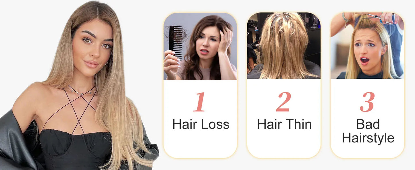Clip-In Hair Extensions – Thick & Long Lace Weft Synthetic Hairpieces for Women