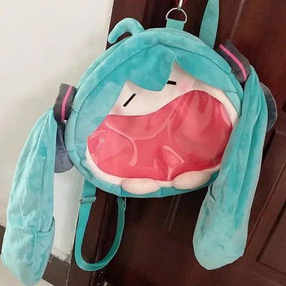 Hatsune Miku Shoulder Bag – Cute Anime Girl Plush Backpack, Kawaii Knapsack for Students & Kids Gifts