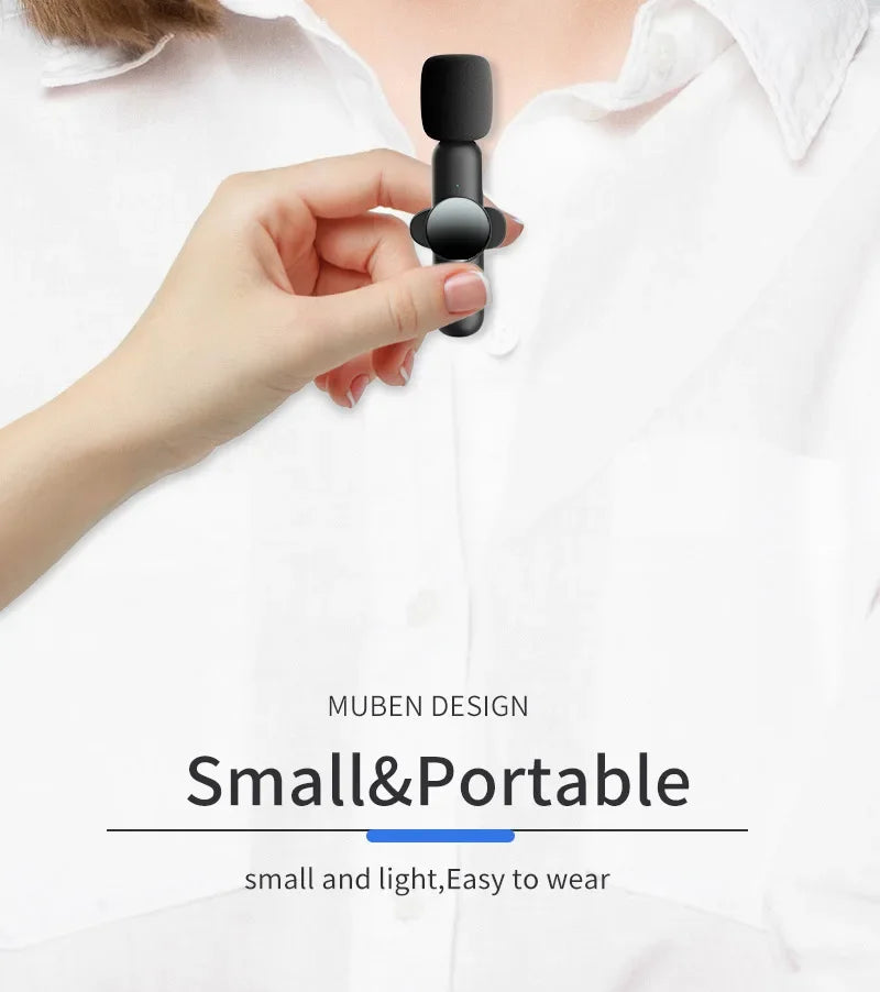 Wireless Mini Lavalier Microphone – Portable Noise-Reduction Lapel Mic for iPhone & Android Video Recording