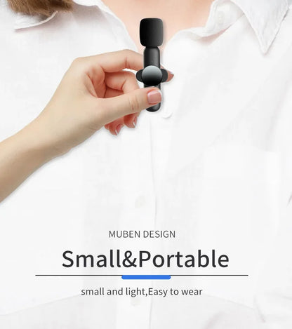 Wireless Mini Lavalier Microphone – Portable Noise-Reduction Lapel Mic for iPhone & Android Video Recording