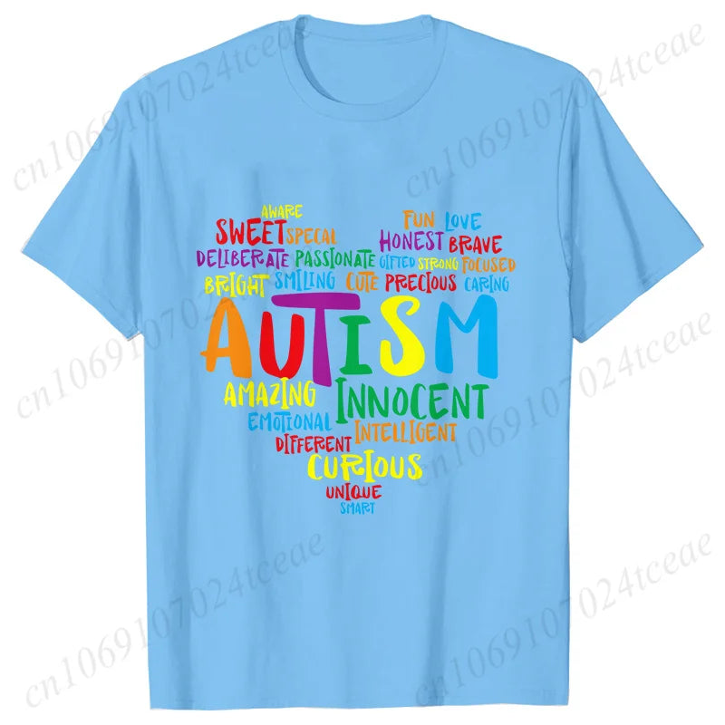 Women’s Live Love Accept Autism Awareness T-Shirt – Graphic Y2K Summer Top for Autism Awareness Month