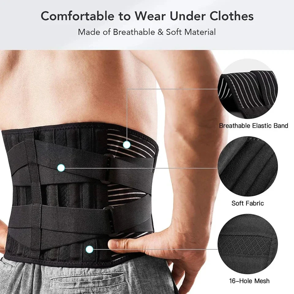 Adjustable Lumbar Support Belt — Double Pull Back Waist Orthopedic Corset for Spine Decompression, Back Pain Relief & Abdomen Toning
