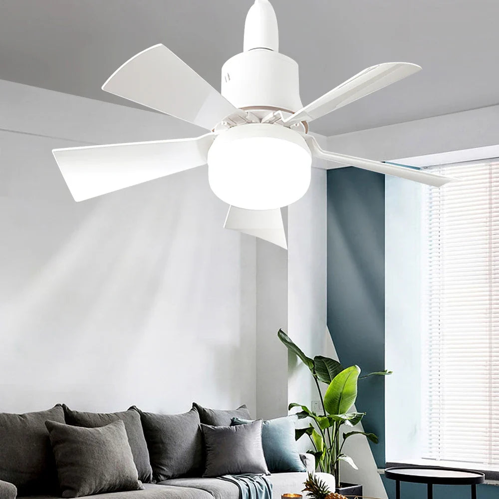 30W E27 Ceiling Fan Light with Remote - LED Dimming Function, Intelligent Silent Fan for Bedroom & Living Room