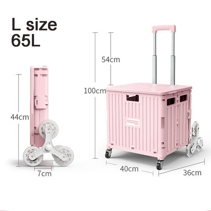 45/65L Folding Shopping Cart Trolley – Portable Home Cart with 2/4/8 Wheels