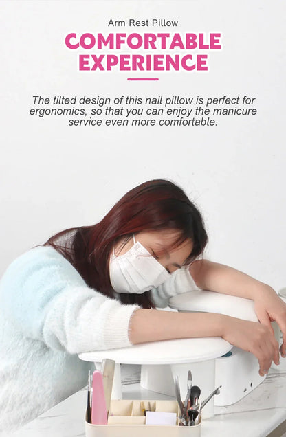 U-Shaped Nail Arm Rest Pillow with Detachable Brackets – Manicure Hand Rest for Nail Salon