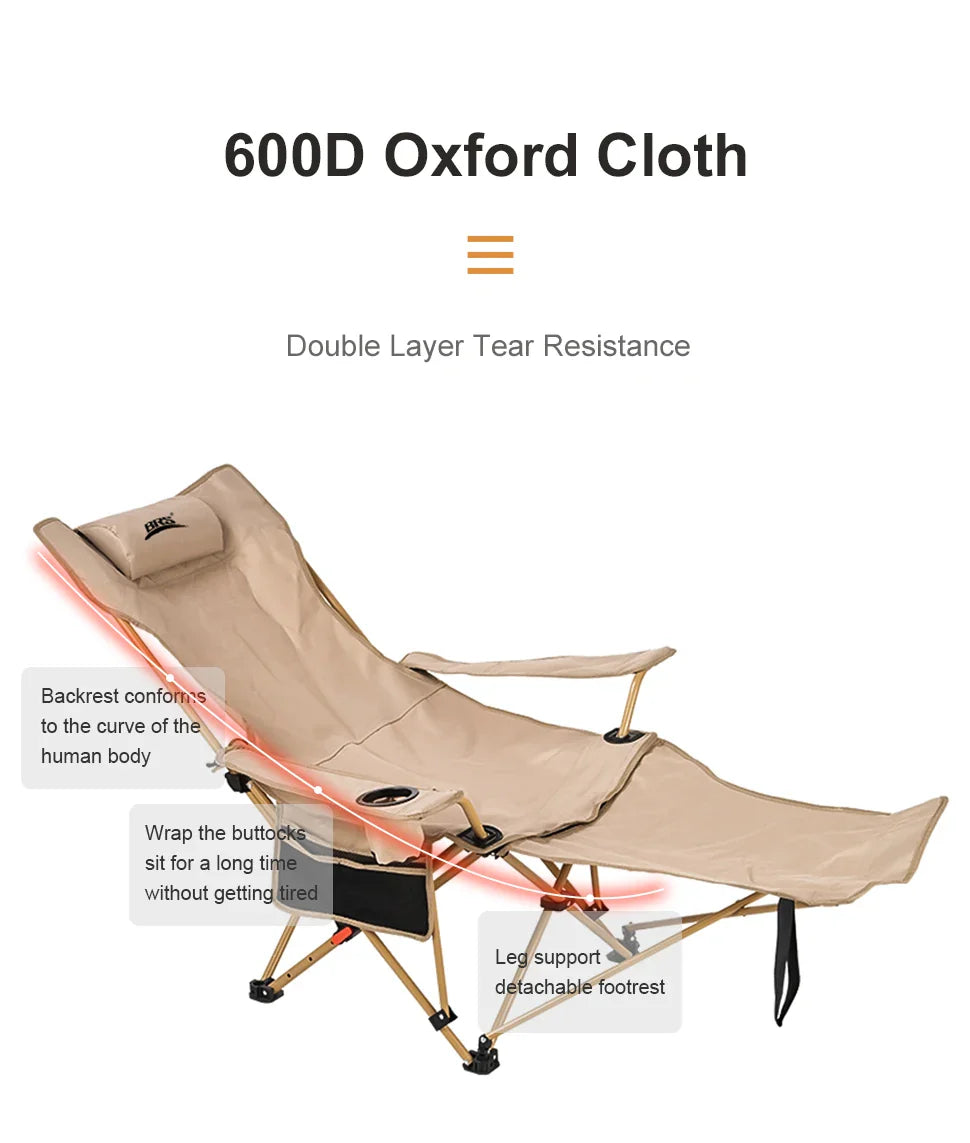 WESTTUNE 2-in-1 Reclining Camping Chair – Lightweight Folding Lounge Chair with Adjustable Backrest & Footrest for Beach